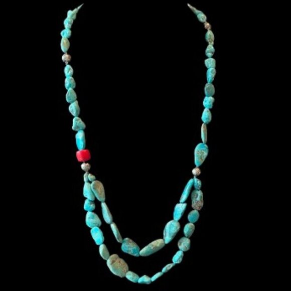 Genuine Raw/Nugget Turquoise Necklace - LNC - Picture 3 of 6